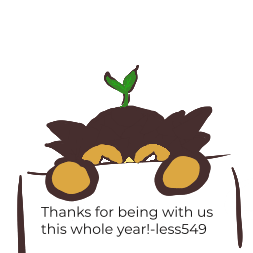 A bubby holding a sign that says 'Thanks for being with us this whole year!'